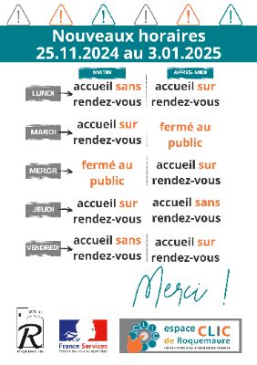 Image de couverture - HORAIRES ESPACE CLIC