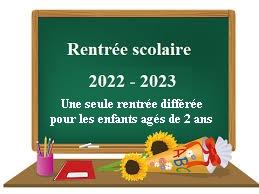 Image de couverture - Inscription des enfants de 2 ans pour la prochaine rentrée scolaire 2022/2023.