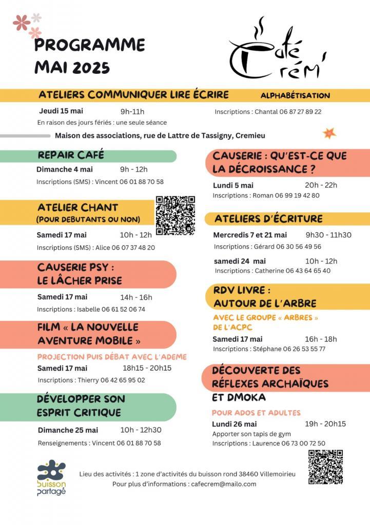 Image de couverture - CAFE CREM' : Programme mai 2025