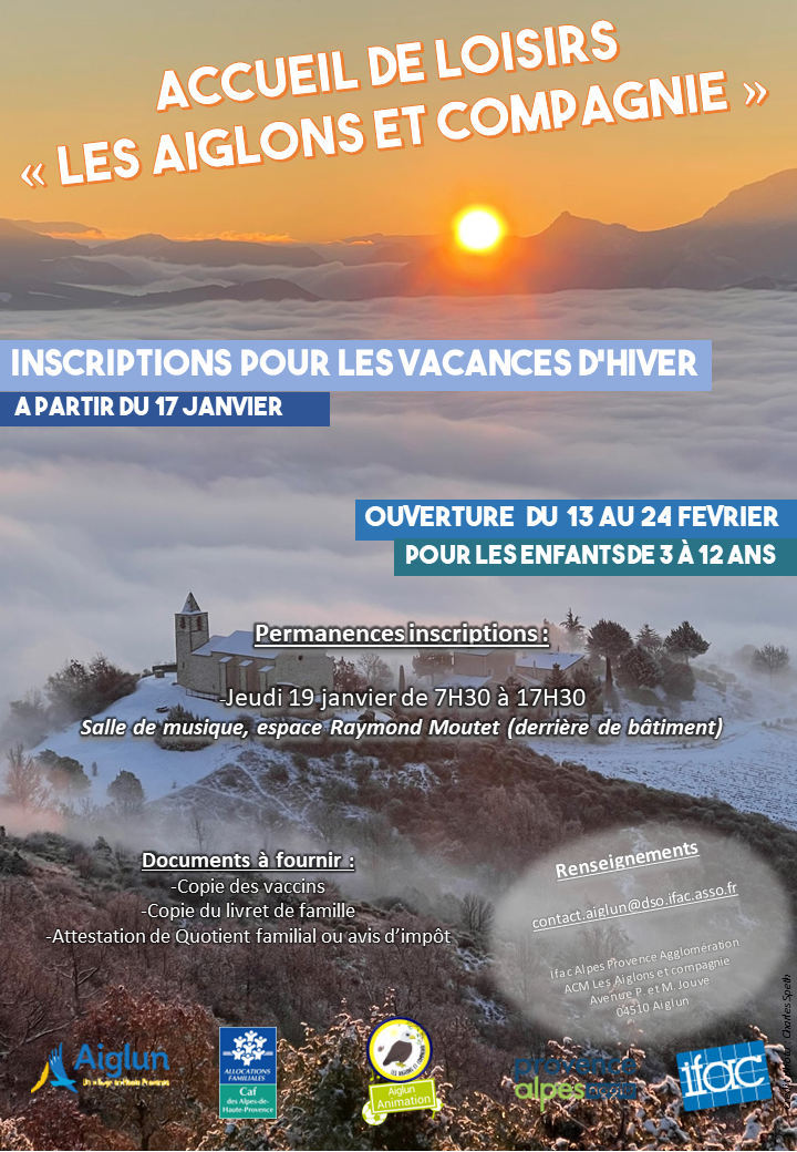 Image de couverture - Inscriptions centre aéré Aiglun - Vacances de Février