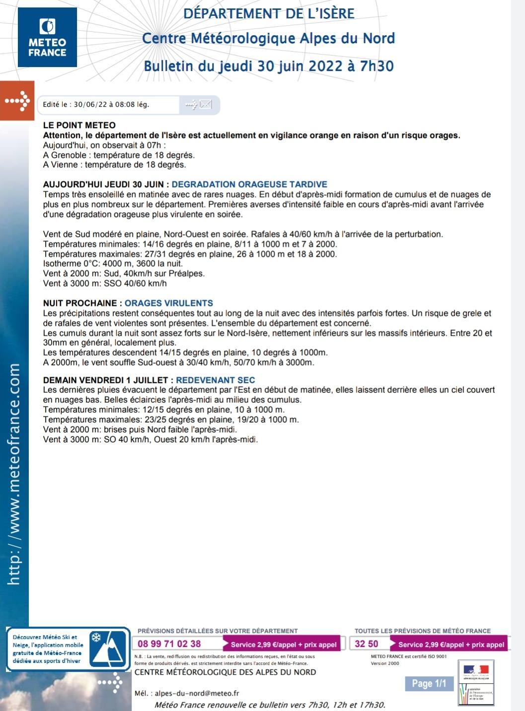 Image de couverture - Attention ! Vigilance Orange en raison d'un risque Orages 30 juin 2022!