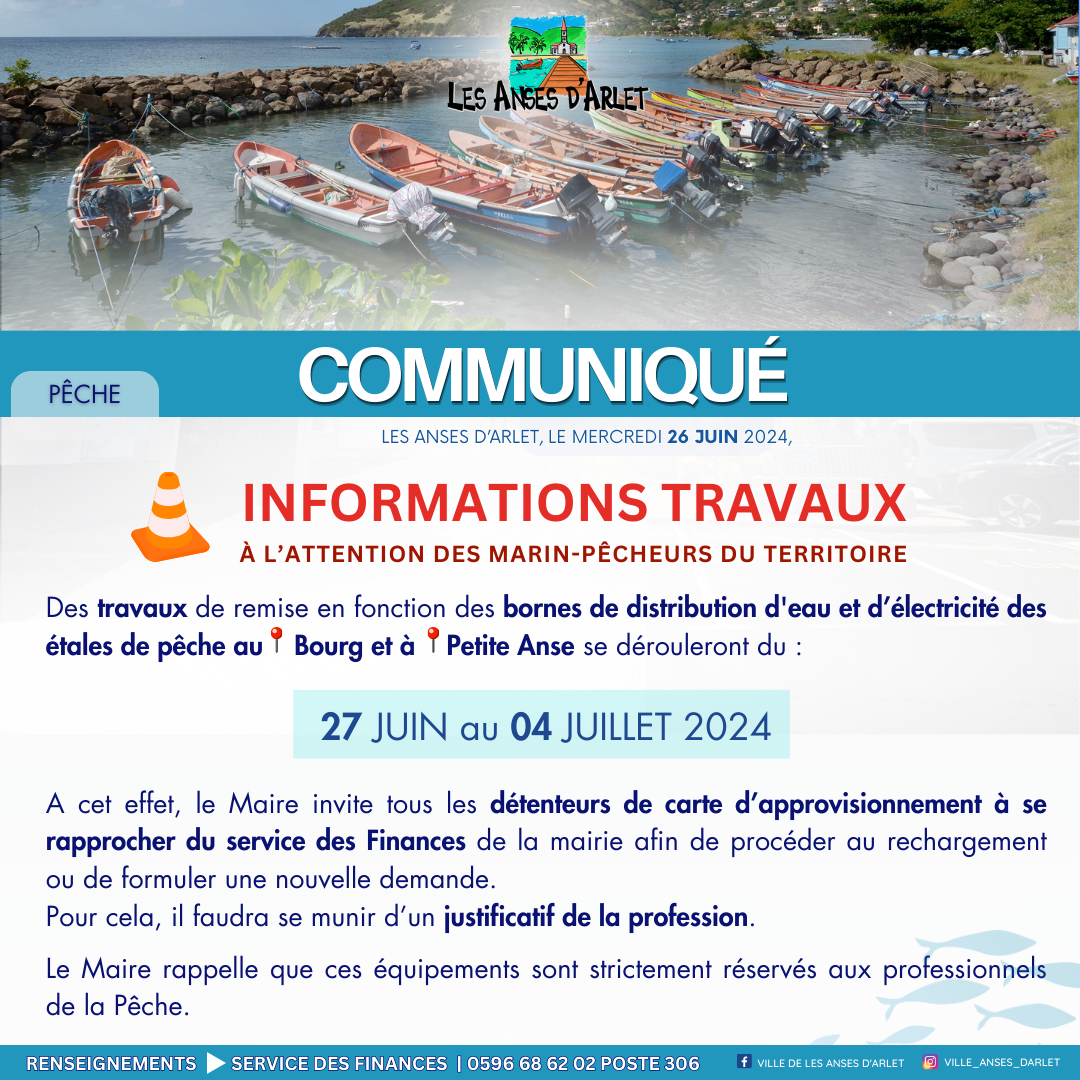 Image de couverture - COMMUNIQUE | INFORMATION TRAVAUX à l'attention des marin-pêcheurs du territoire