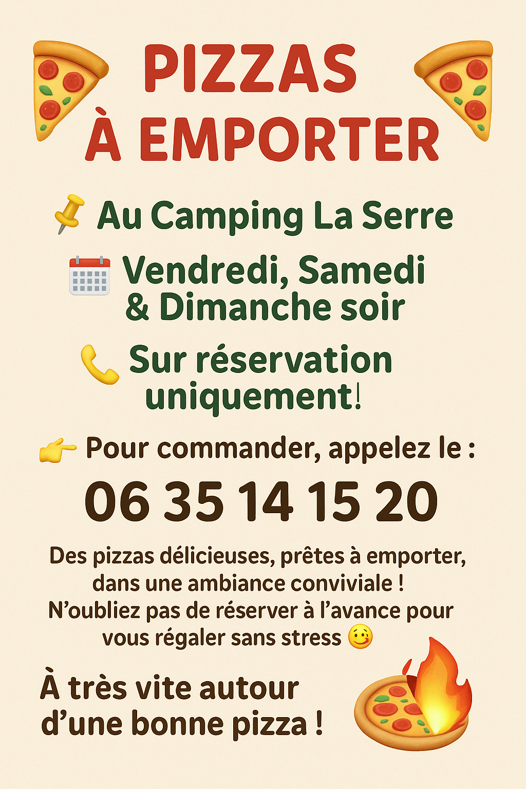 Image de couverture - Les PIZZAS sont de retour au camping La Serre !