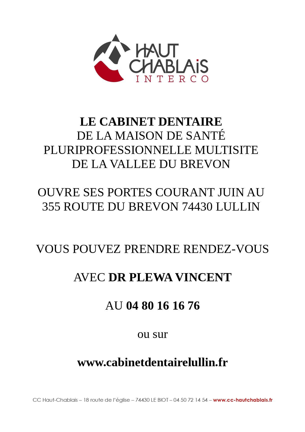 Image de couverture - Ouverture du cabinet dentaire à Lullin