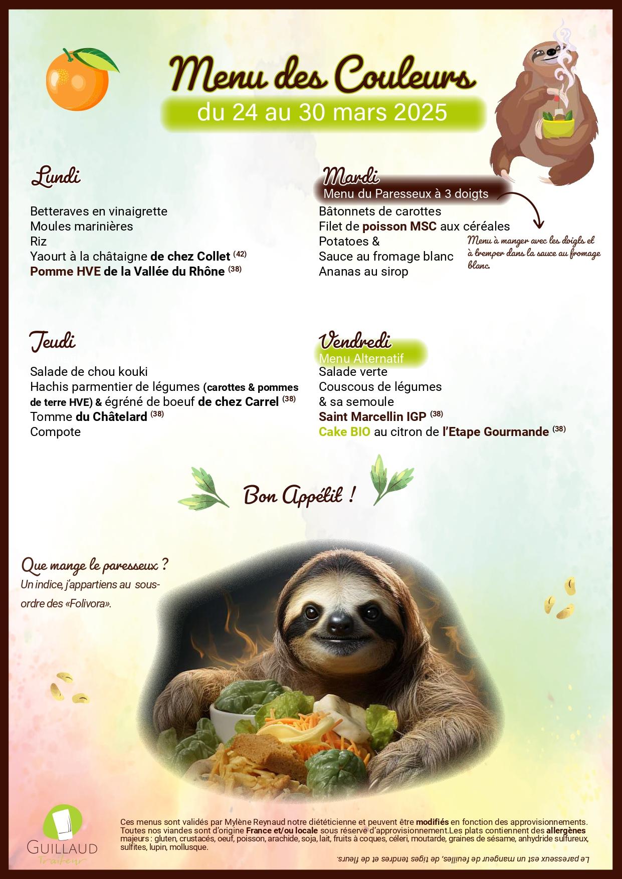 Image de couverture - Menu de la cantine du 24 au 30 mars