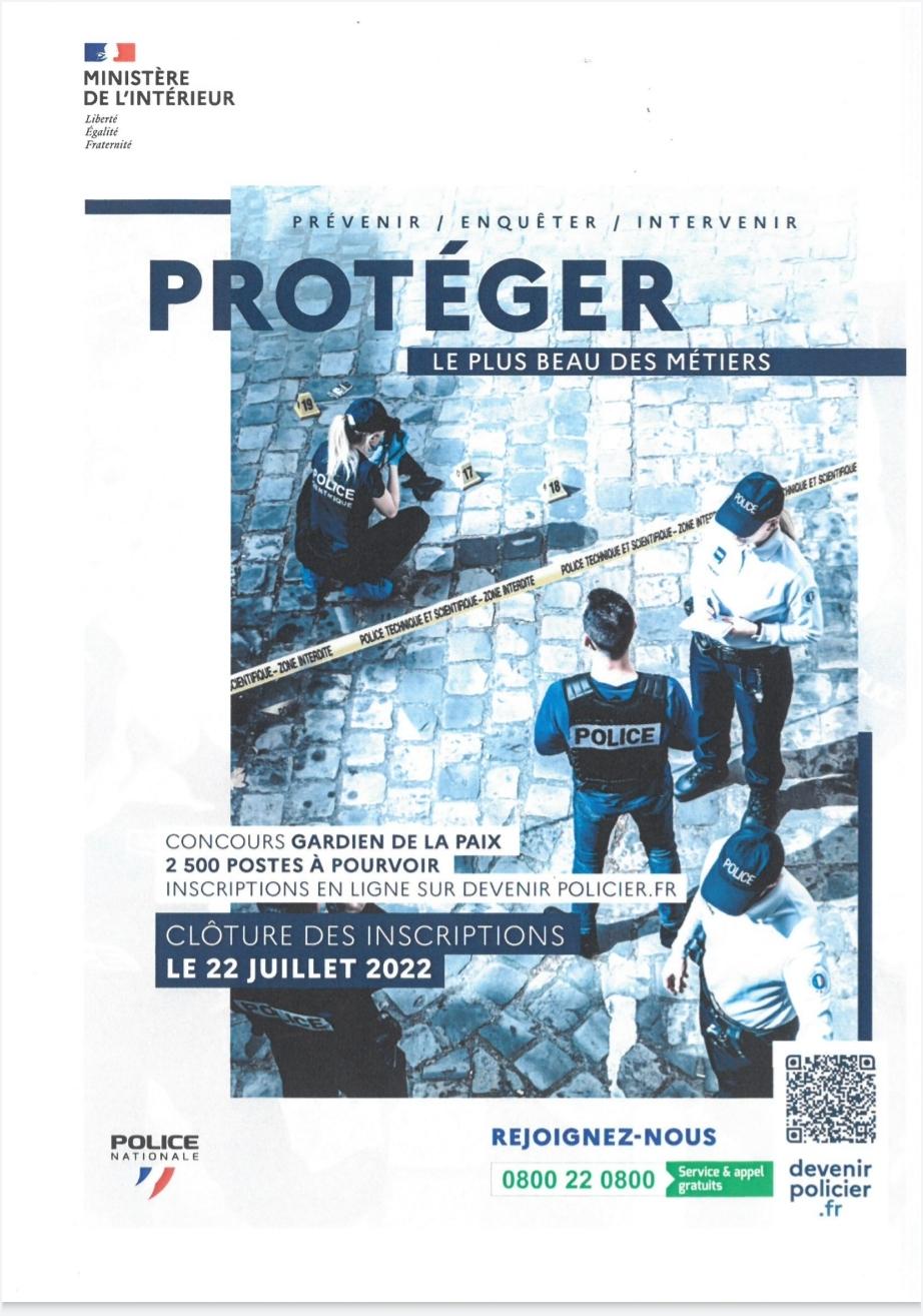 Image de couverture - [RECRUTEMENTS POLICE NATIONALE- CONCOURS GARDIENS DE LA PAIX]