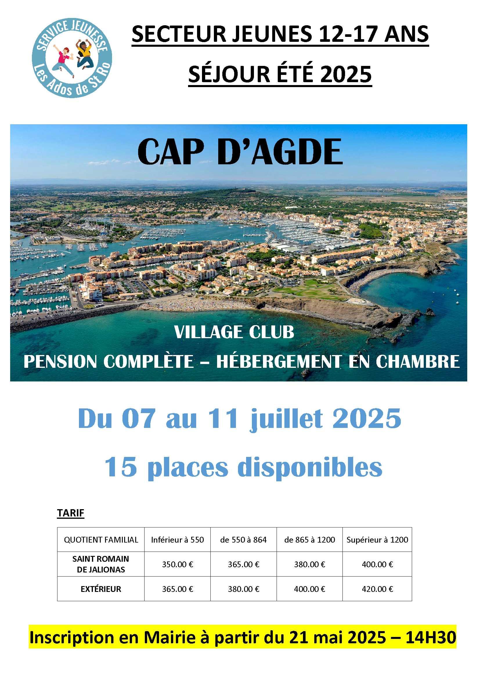 Image de couverture - SECTEUR JEUNES 12- 17 ans: SEJOUR ETE 2025