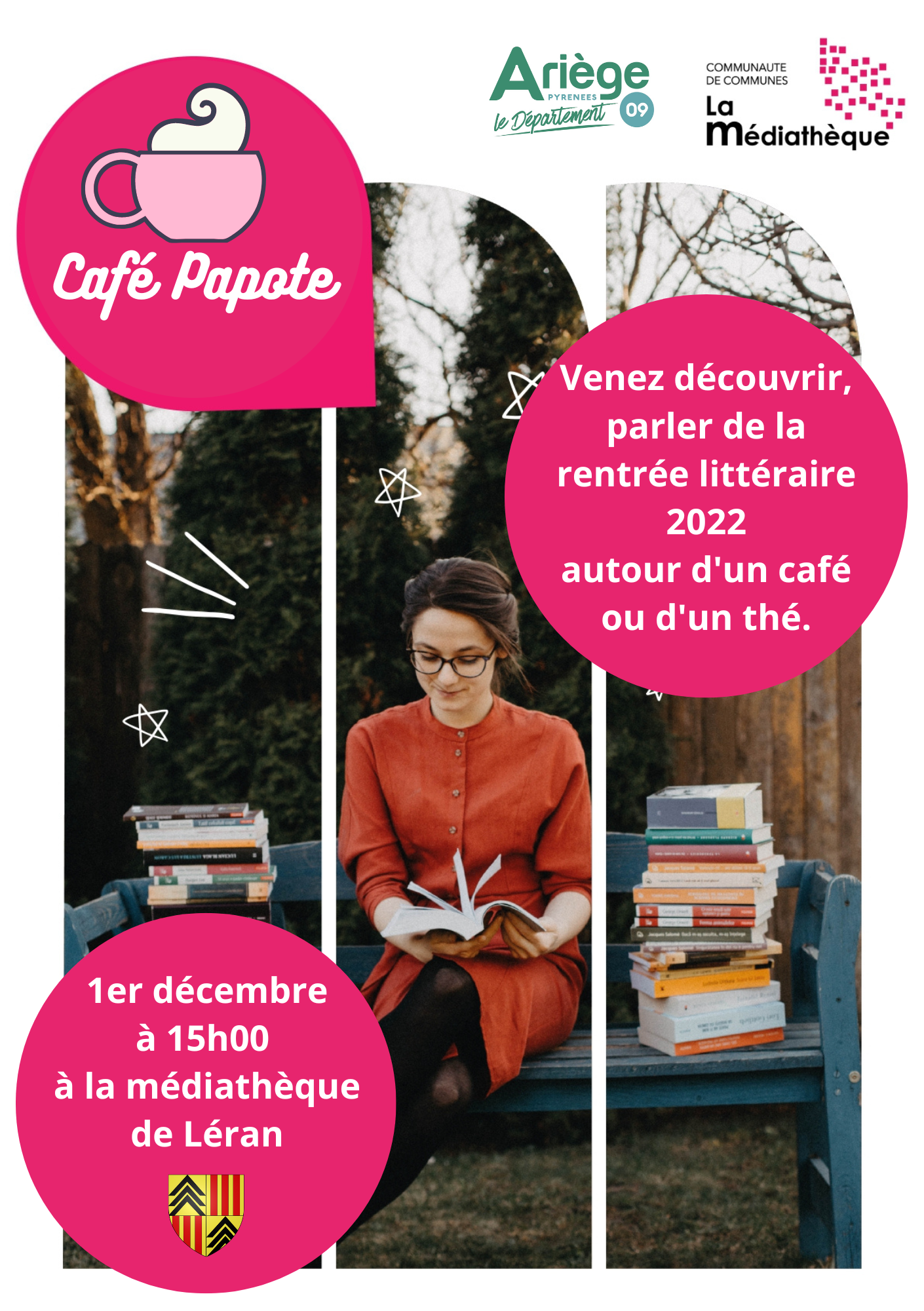 Image de couverture - Café Papote, jeudi 1er décembre de 15h à 18h, à la médiathèque de Léran