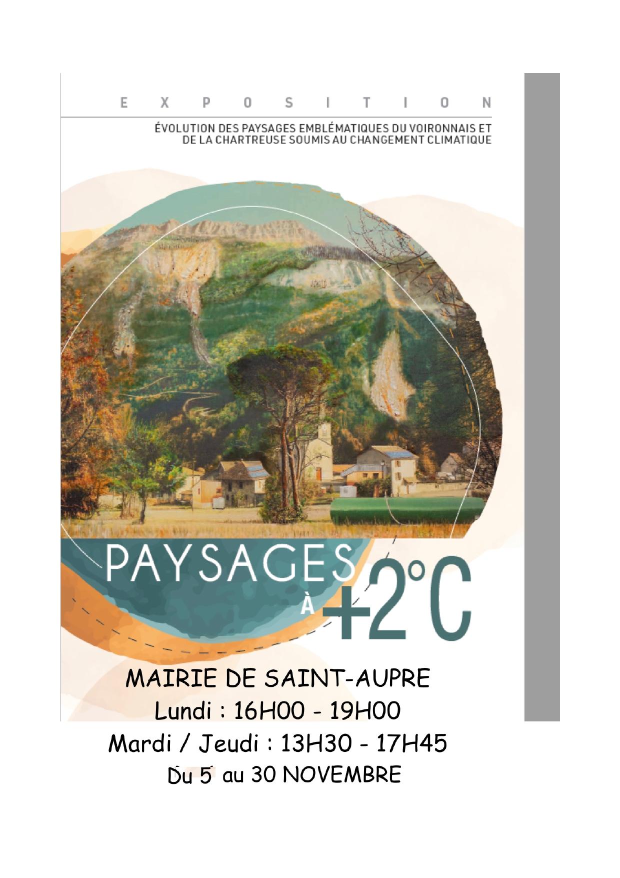 Image de couverture - Exposition dans le hall de la mairie  du 5 novembre au 30 novembre : Paysages à +2°c