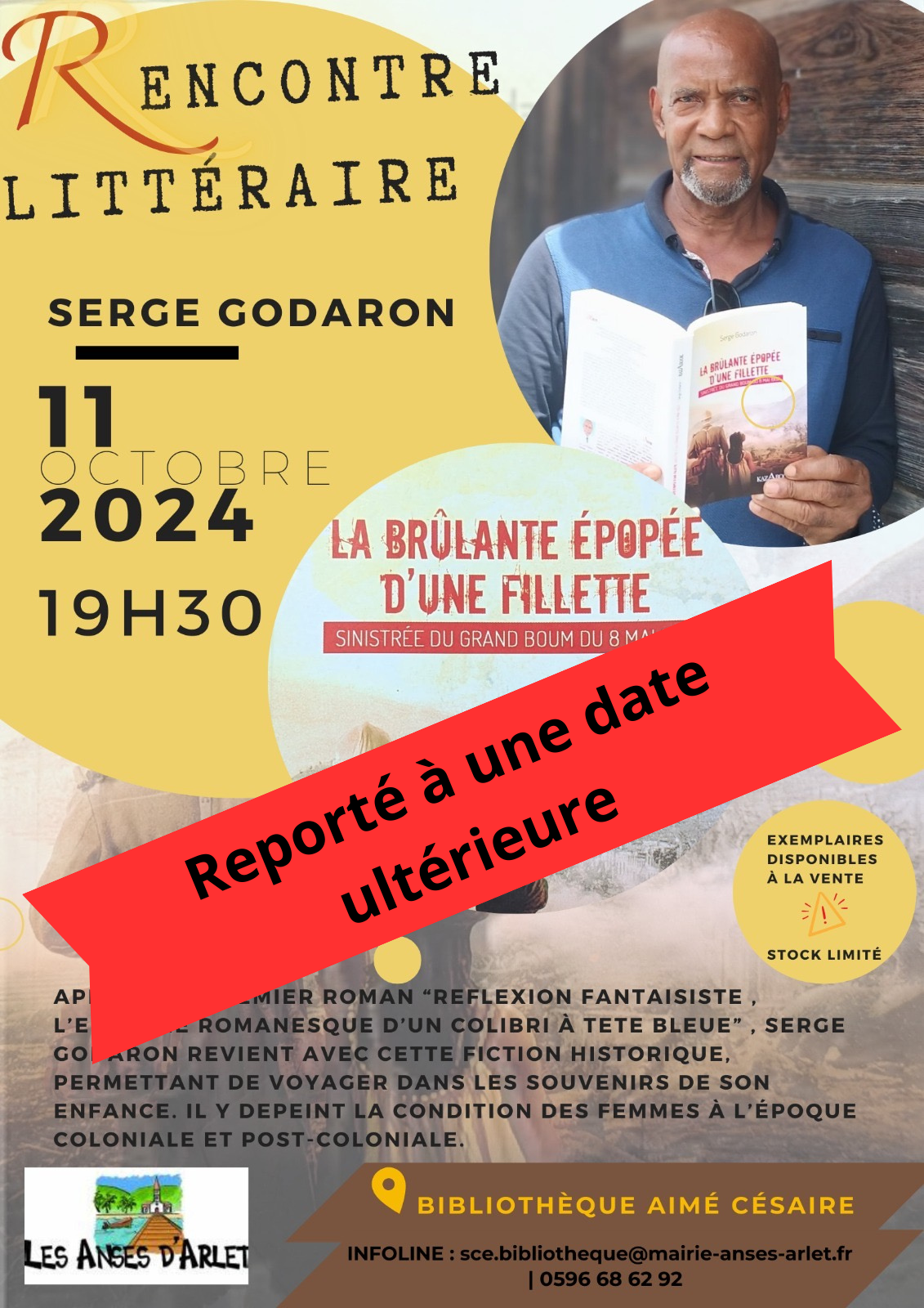 Image de couverture - Report de la Rencontre Littéraire: Serge Godaron