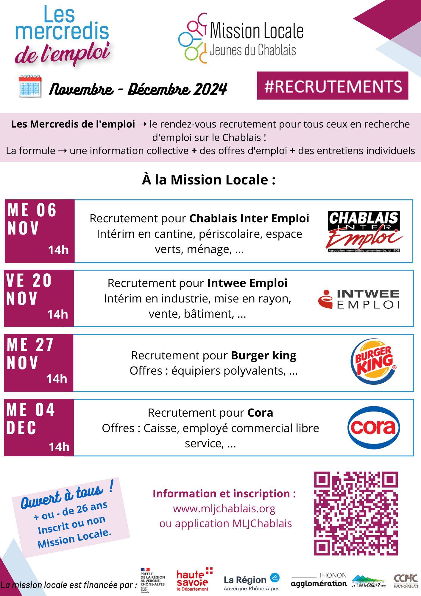 Image de couverture - Les mercredis de l'emploi de novembre à décembre 2024