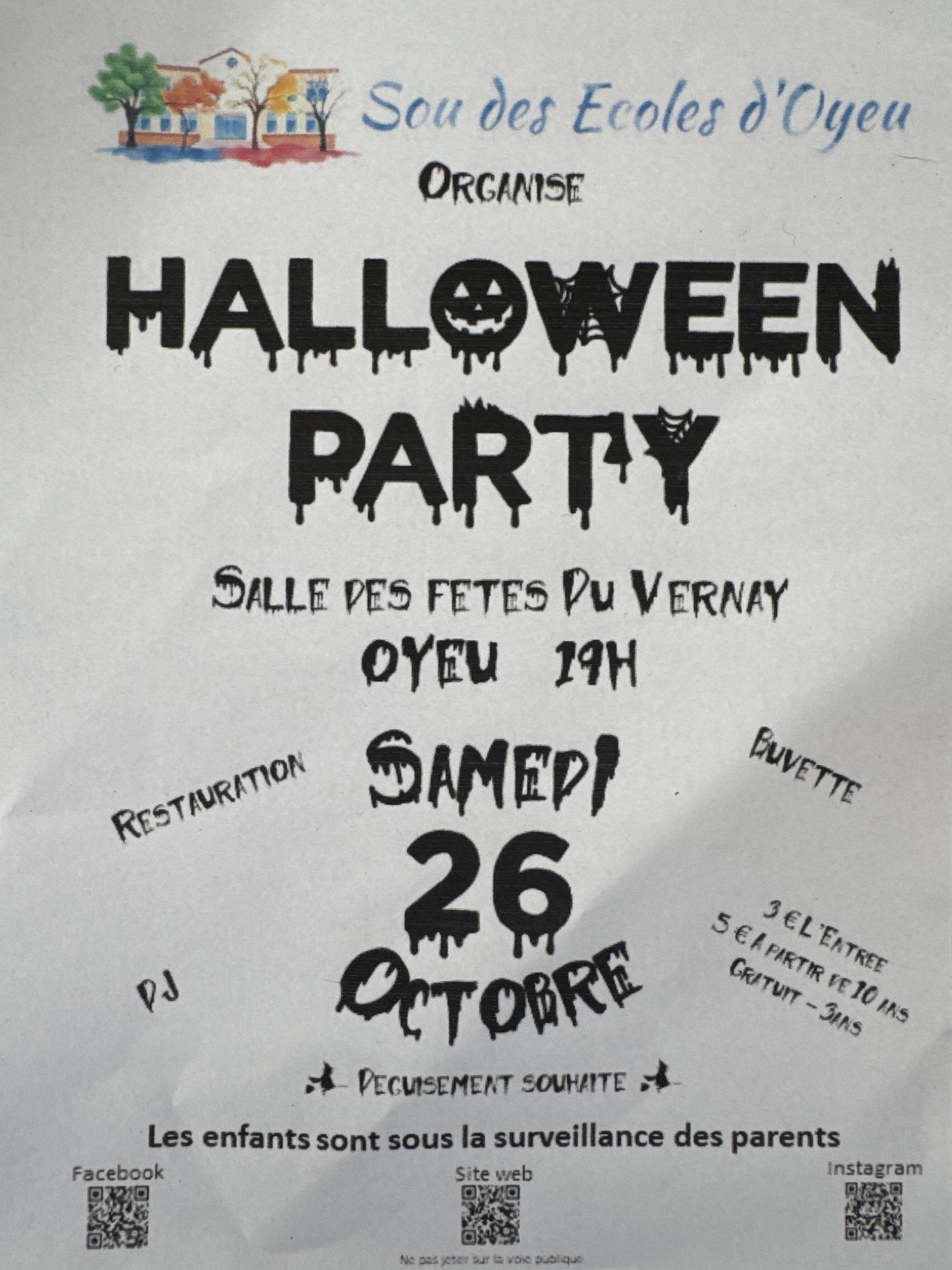 Image de couverture - Halloween, sou des ECOLES OYEU 26 octobre