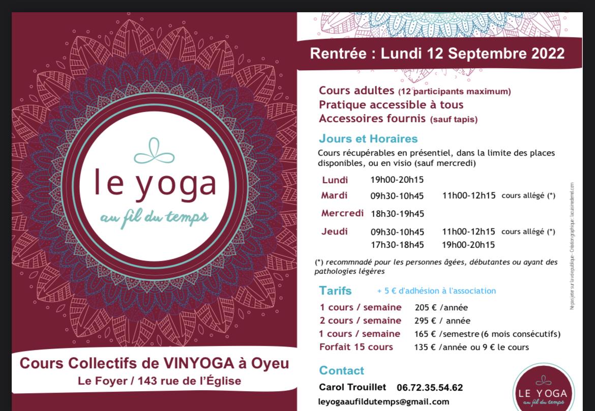 Image de couverture - cours de yoga Oyeu Rentrée : Lundi 12 Septembre 2022